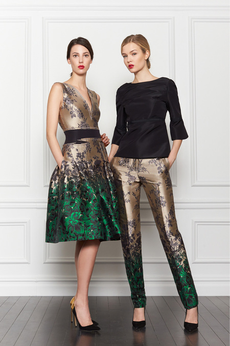 Carolina herrera 2013 prefall green gold dress and pants | zaidd'or