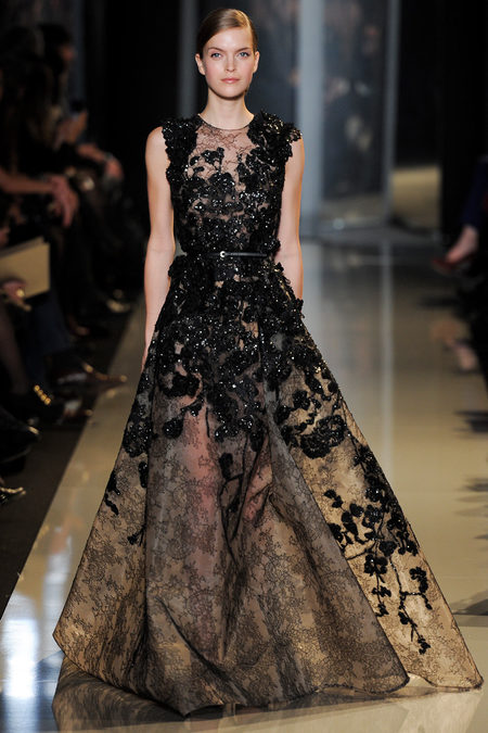 elie saab black dress Sexy Black Beaded Deep V-neck Thigh-high Slit Maternity Dress, Black / XL main image 1
