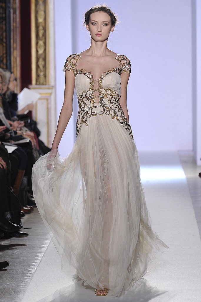 Zuhair Murad  Spring Couture 2013. Roman dress in gold and white | zaidd'or