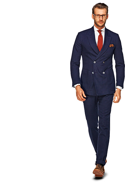 Blue double breast boston suit