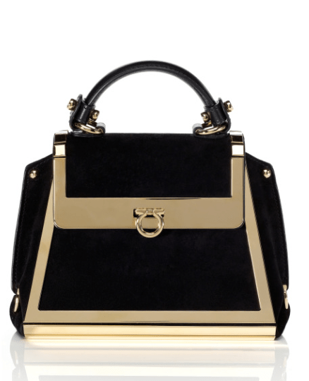 Salvatore Ferragamo black bag and gold metal