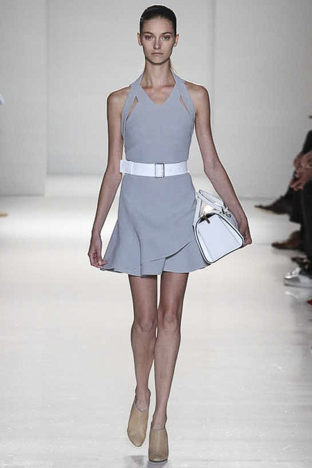 victoria beckham grey dress Victoria Beckham Twist Dress in Stone – ZOË main image 0