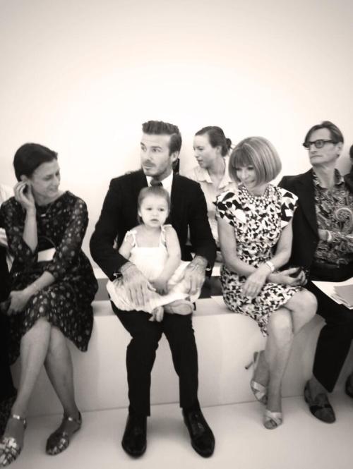 Victoria, Harper, and David Beckham with Anna Wintour